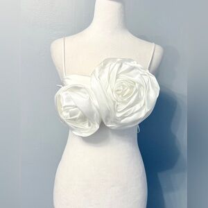 #5)  Elegant White Floral Bustier Top size (see measurement)